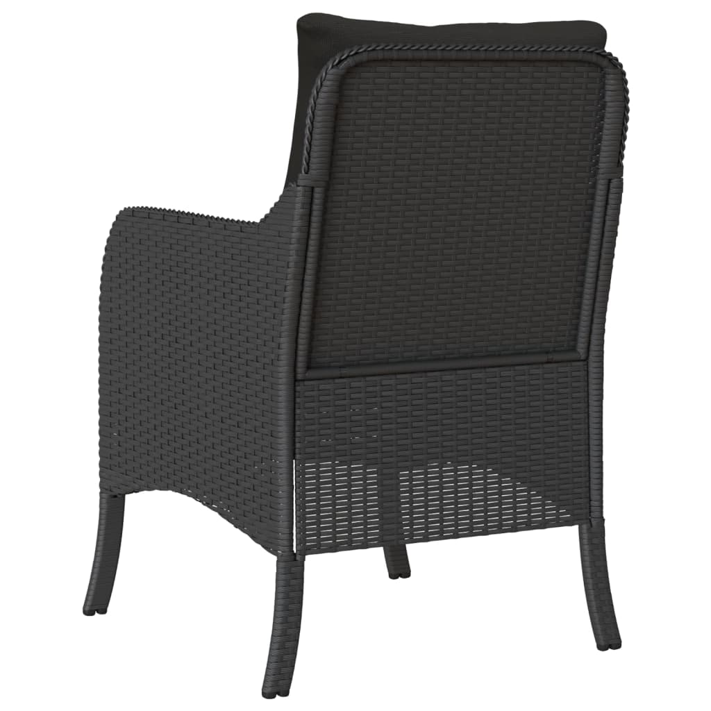 Sedie da Giardino con Cuscini 2 pz Nere in Polyrattan - homemem39