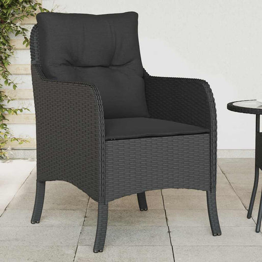 Sedie da Giardino con Cuscini 2 pz Nere in Polyrattan | homemem39