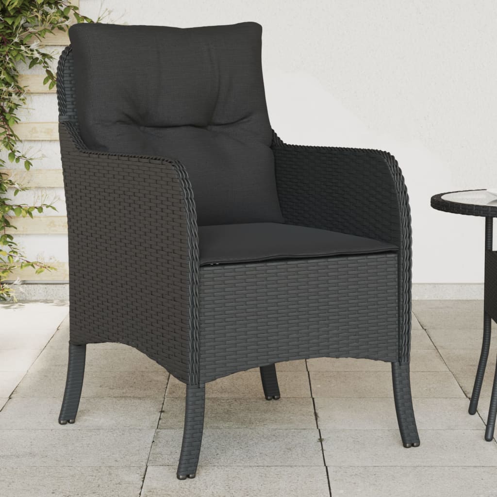 Sedie da Giardino con Cuscini 2 pz Nere in Polyrattan - homemem39