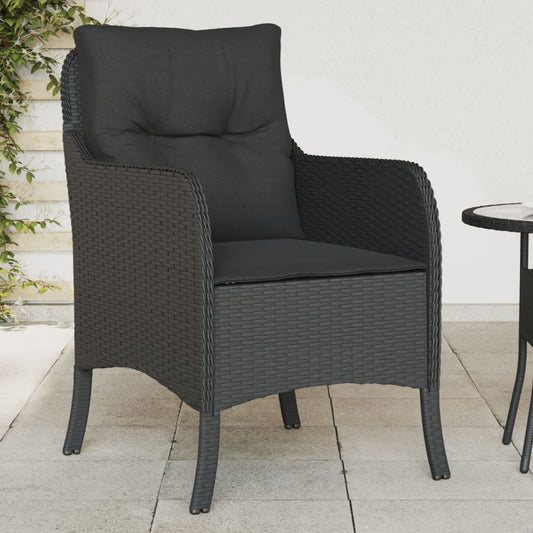 Sedie da Giardino con Cuscini 2 pz Nere in Polyrattan - homemem39