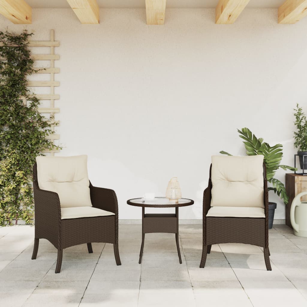 Sedie da Giardino con Cuscini 2 pz Marroni in Polyrattan - homemem39