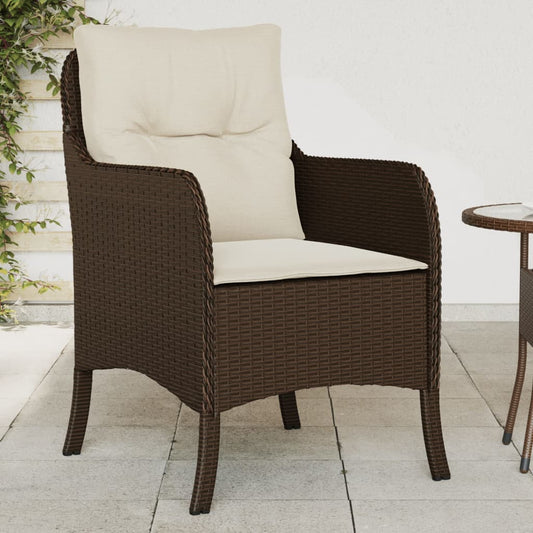 Sedie da Giardino con Cuscini 2 pz Marroni in Polyrattan - homemem39