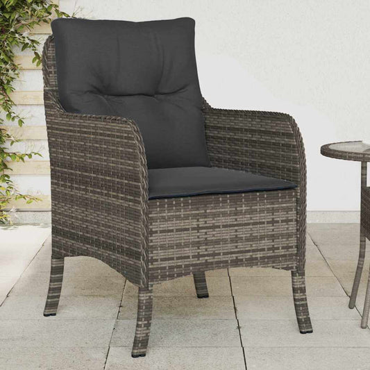 Sedie da Giardino con Cuscini 2 pz Grigie in Polyrattan | homemem39