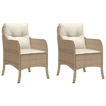 Sedie da Giardino con Cuscini 2 pz Beige in Polyrattan - homemem39