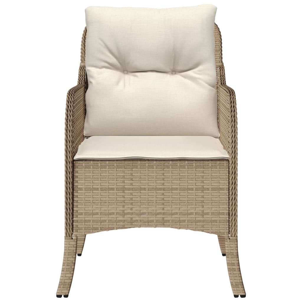 Sedie da Giardino con Cuscini 2 pz Beige in Polyrattan - homemem39