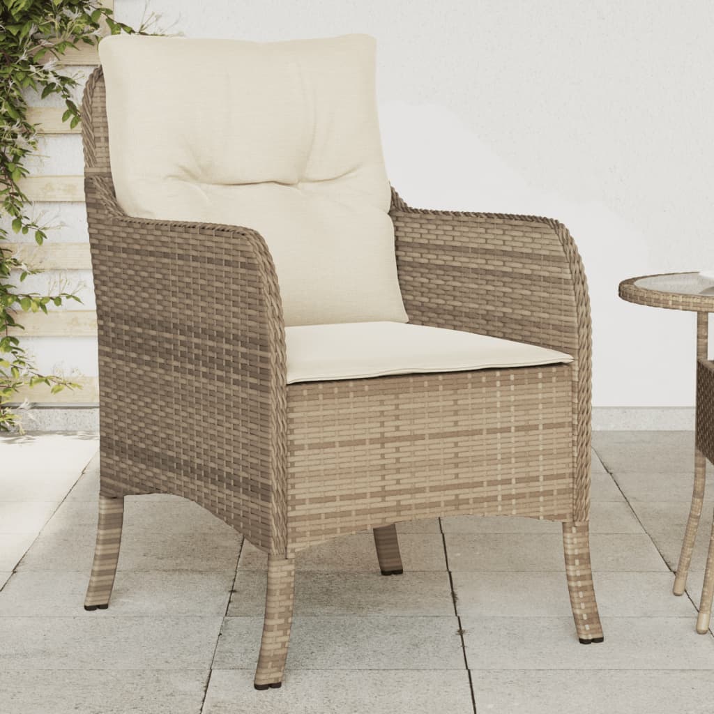 Sedie da Giardino con Cuscini 2 pz Beige in Polyrattan - homemem39