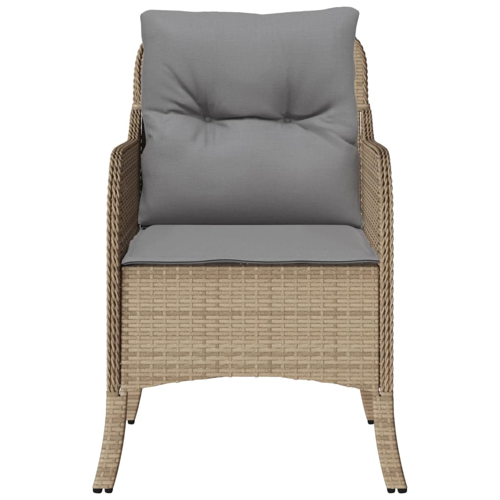 Sedie da Giardino con Cuscini 2 pz Beige Misto in Polyrattan - homemem39