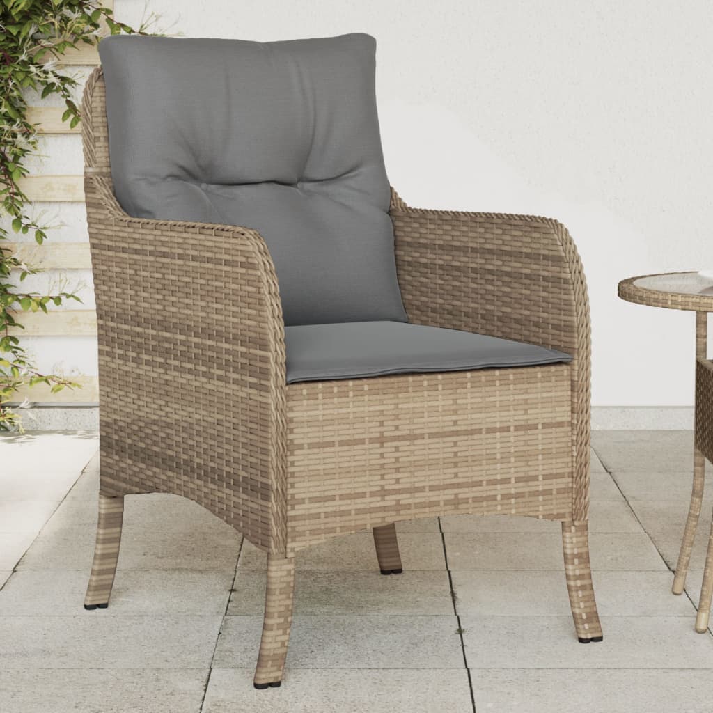 Sedie da Giardino con Cuscini 2 pz Beige Misto in Polyrattan - homemem39