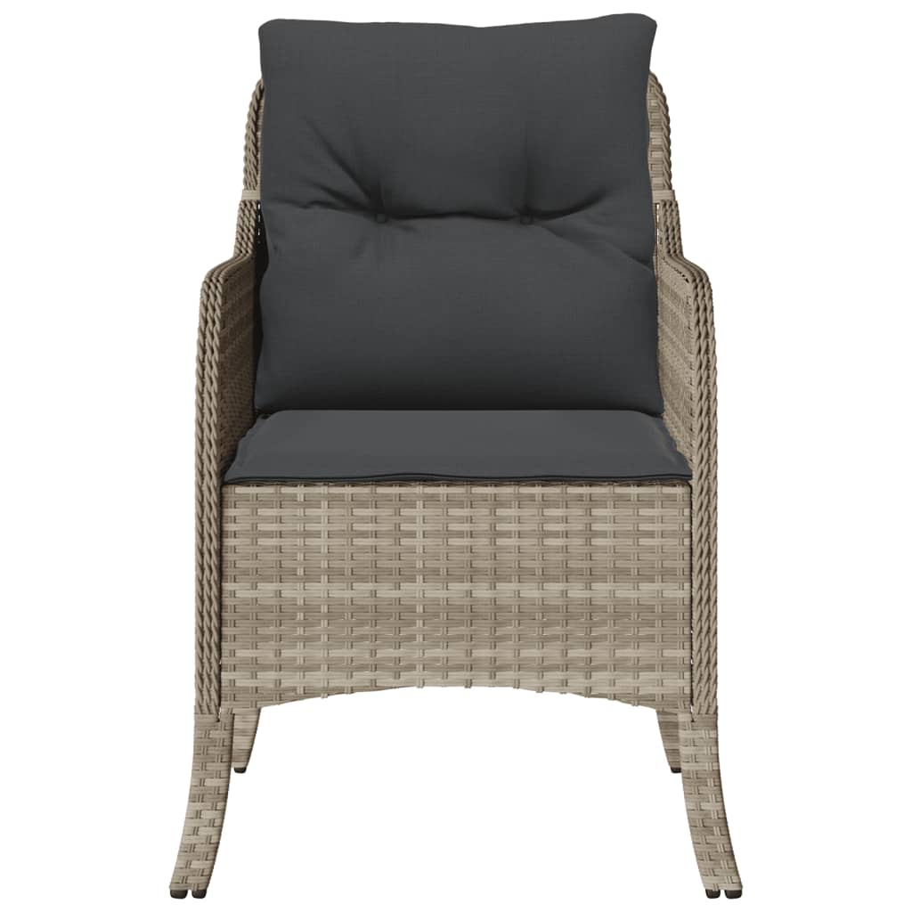 Sedie da Giardino con Cuscini 2 pz Grigio Chiaro in Polyrattan - homemem39