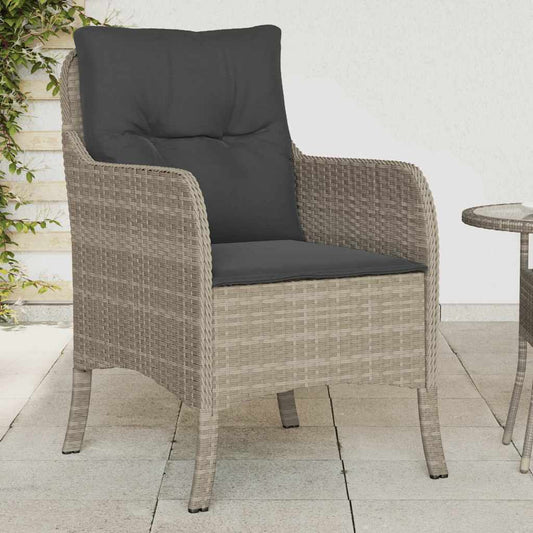 Sedie da Giardino con Cuscini 2 pz Grigio Chiaro in Polyrattan | homemem39