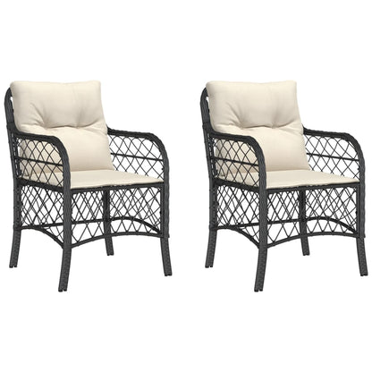 Sedie da Giardino con Cuscini 2 pz Nere in Polyrattan - homemem39
