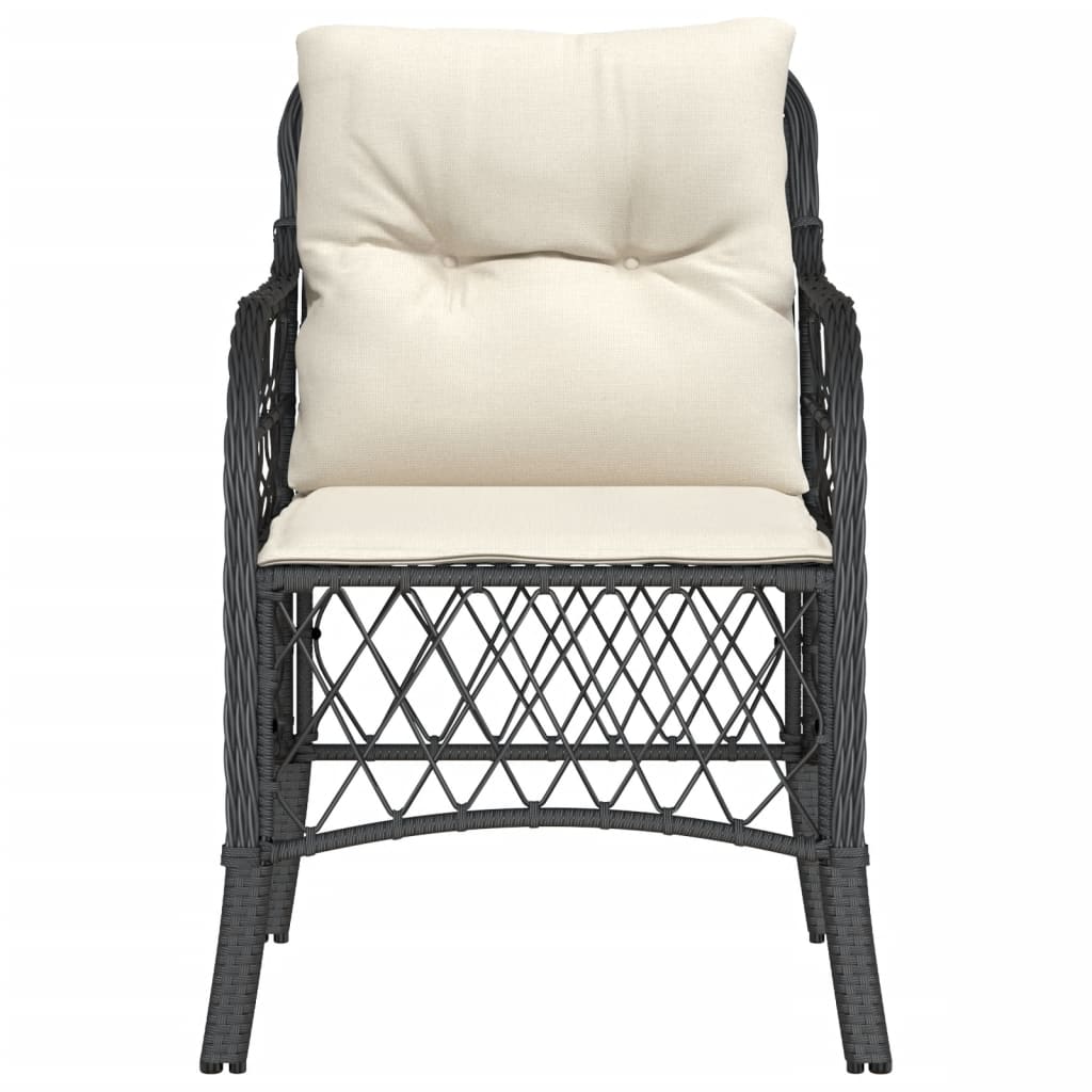 Sedie da Giardino con Cuscini 2 pz Nere in Polyrattan - homemem39