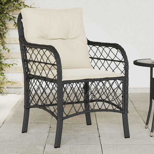 Sedie da Giardino con Cuscini 2 pz Nere in Polyrattan | homemem39