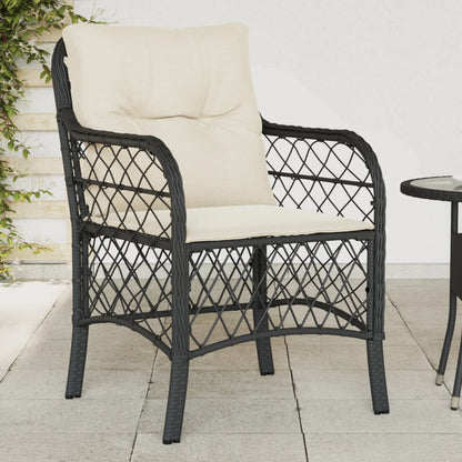 Sedie da Giardino con Cuscini 2 pz Nere in Polyrattan - homemem39