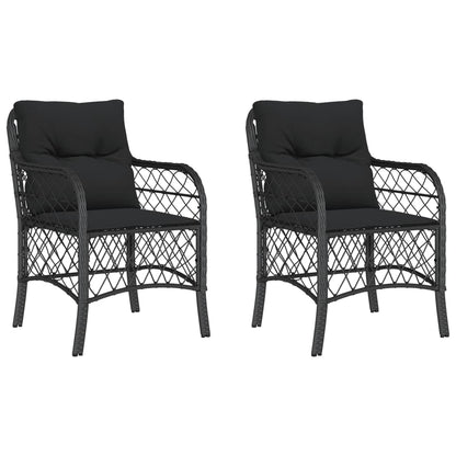 Sedie da Giardino con Cuscini 2 pz Nere in Polyrattan - homemem39