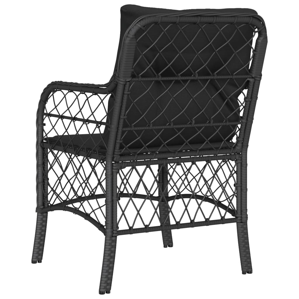 Sedie da Giardino con Cuscini 2 pz Nere in Polyrattan - homemem39