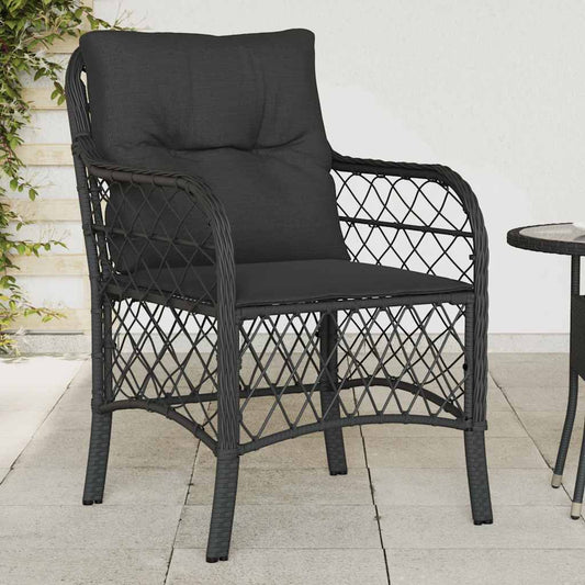 Sedie da Giardino con Cuscini 2 pz Nere in Polyrattan | homemem39