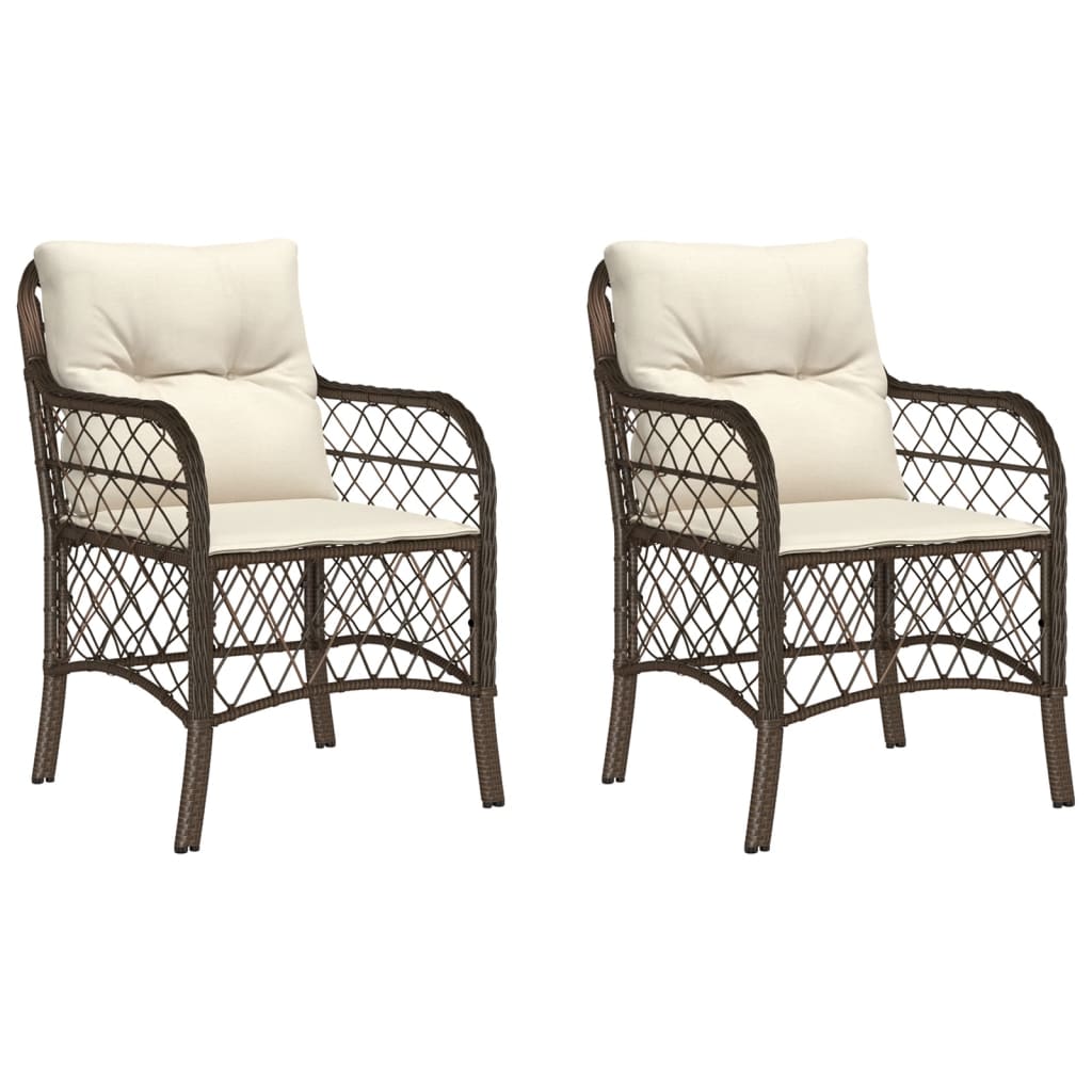Sedie da Giardino con Cuscini 2 pz Marroni in Polyrattan - homemem39