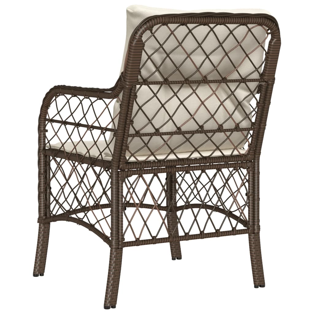 Sedie da Giardino con Cuscini 2 pz Marroni in Polyrattan - homemem39
