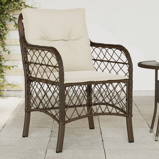 Sedie da Giardino con Cuscini 2 pz Marroni in Polyrattan - homemem39