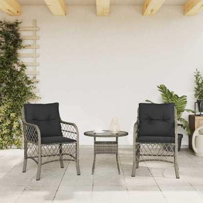 Sedie da Giardino con Cuscini 2 pz Grigie in Polyrattan - homemem39