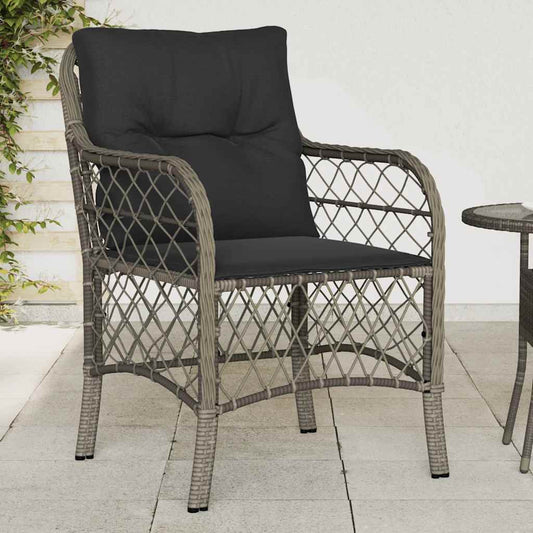 Sedie da Giardino con Cuscini 2 pz Grigie in Polyrattan | homemem39
