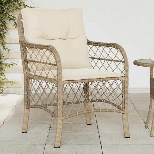 Sedie da Giardino con Cuscini 2 pz Beige in Polyrattan | homemem39
