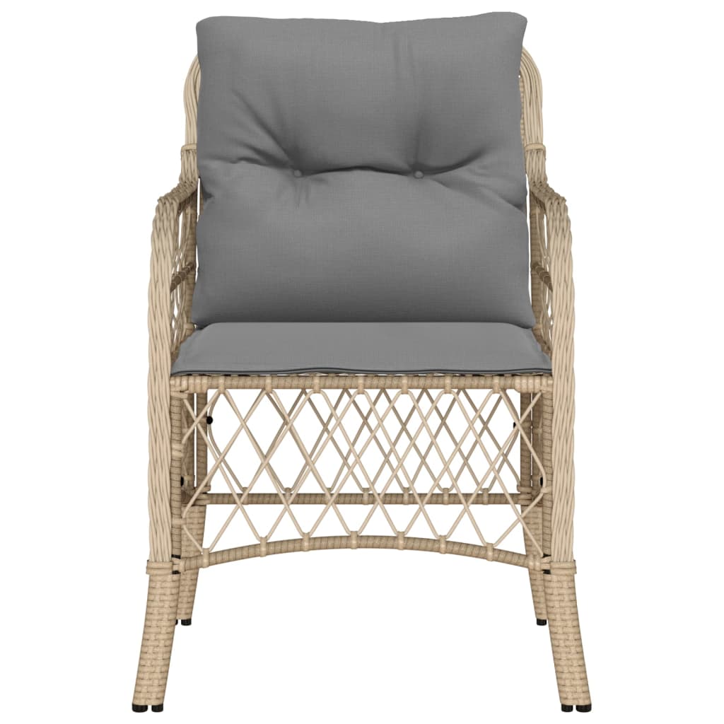 Sedie da Giardino con Cuscini 2 pz Beige Misto in Polyrattan - homemem39