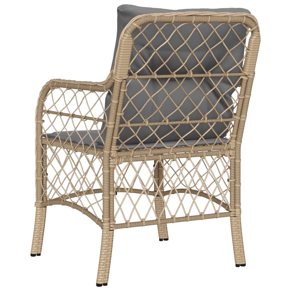 Sedie da Giardino con Cuscini 2 pz Beige Misto in Polyrattan - homemem39