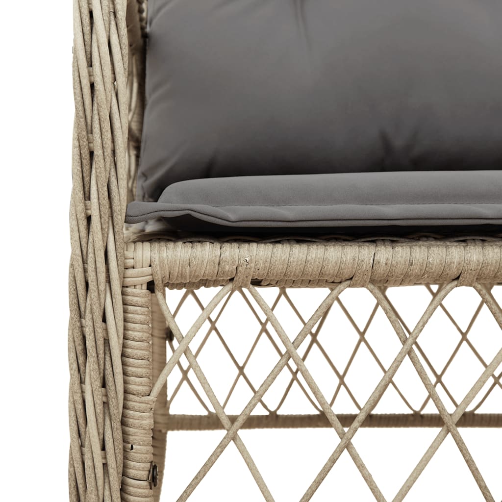 Sedie da Giardino con Cuscini 2 pz Beige Misto in Polyrattan - homemem39