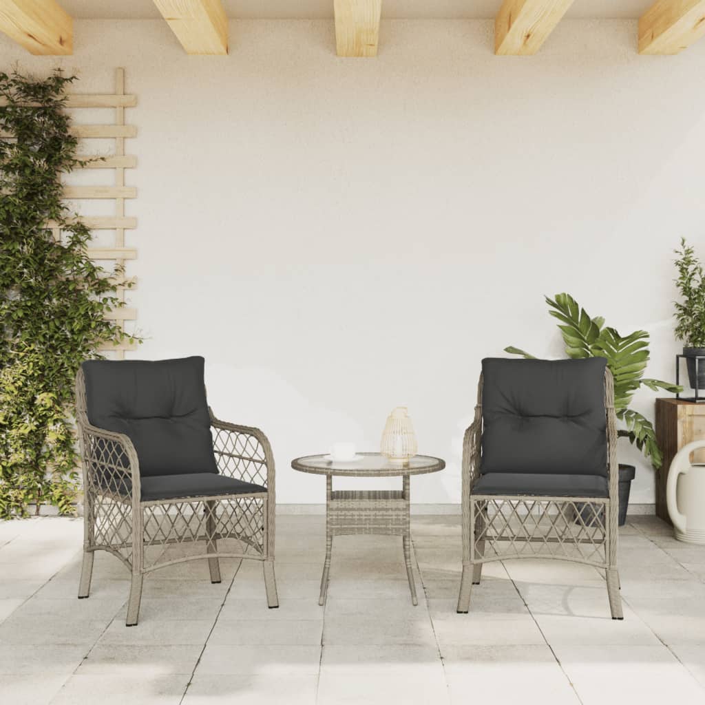 Sedie da Giardino con Cuscini 2 pz Grigio Chiaro in Polyrattan - homemem39