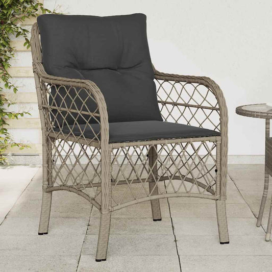 Sedie da Giardino con Cuscini 2 pz Grigio Chiaro in Polyrattan | homemem39