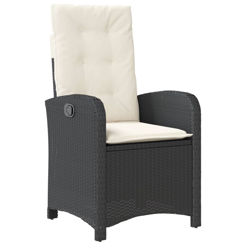 Sedia Reclinabile da Giardino con Cuscini Nera in Polyrattan - homemem39