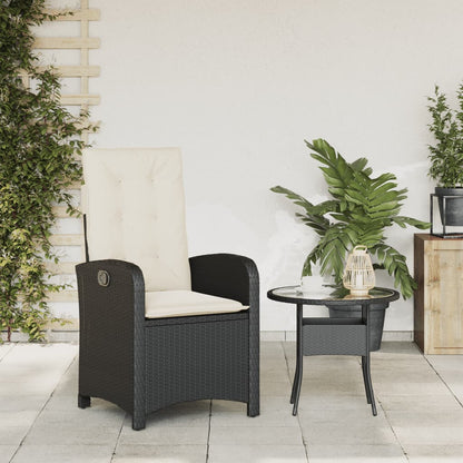 Sedia Reclinabile da Giardino con Cuscini Nera in Polyrattan - homemem39