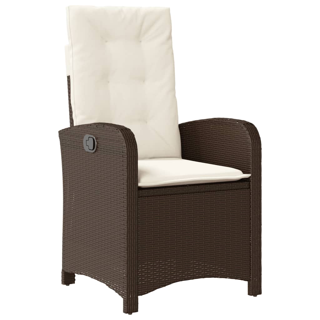 Sedia Reclinabile da Giardino con Cuscini Marrone in Polyrattan - homemem39