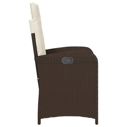 Sedia Reclinabile da Giardino con Cuscini Marrone in Polyrattan - homemem39