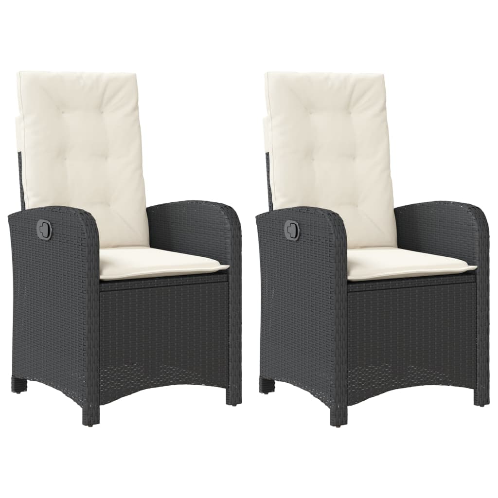 Sedie Reclinabili da Giardino 2 pz con Cuscini Nero Polyrattan | homemem39