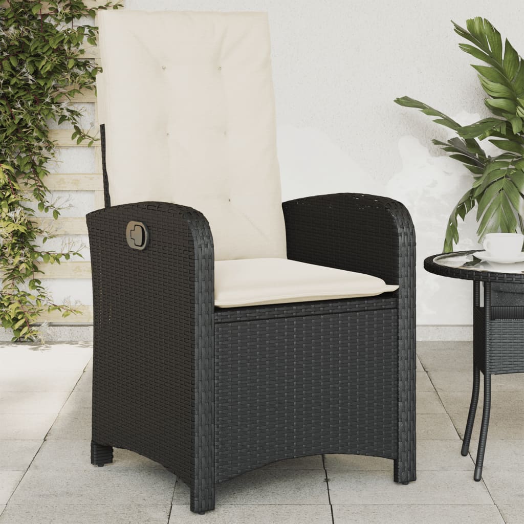 Sedie Reclinabili da Giardino 2 pz con Cuscini Nero Polyrattan - homemem39