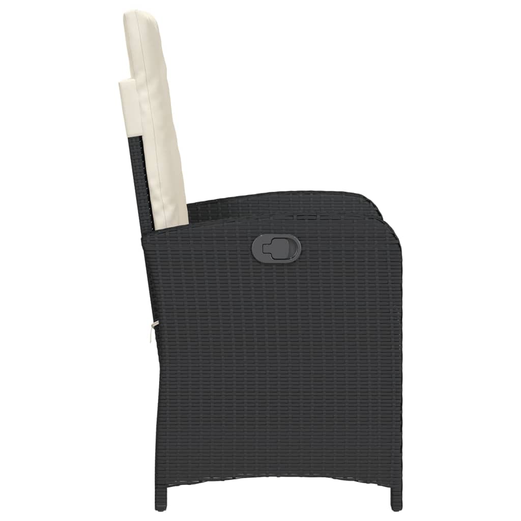 Sedie Reclinabili da Giardino 2 pz con Cuscini Nero Polyrattan | homemem39