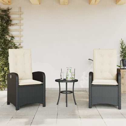 Sedie Reclinabili da Giardino 2 pz con Cuscini Nero Polyrattan | homemem39