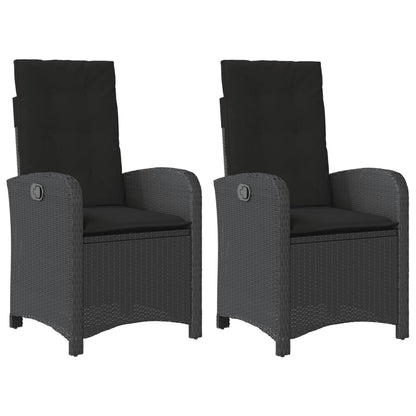 Sedie da Giardino Reclinabili 2 pz con Cuscini Nero Polyrattan | homemem39