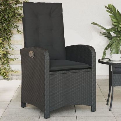 Sedie da Giardino Reclinabili 2 pz con Cuscini Nero Polyrattan | homemem39