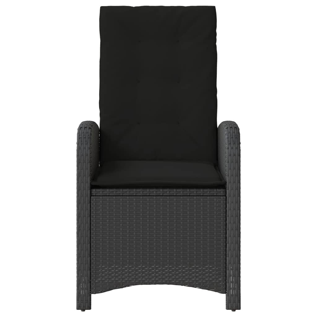 Sedie da Giardino Reclinabili 2 pz con Cuscini Nero Polyrattan | homemem39
