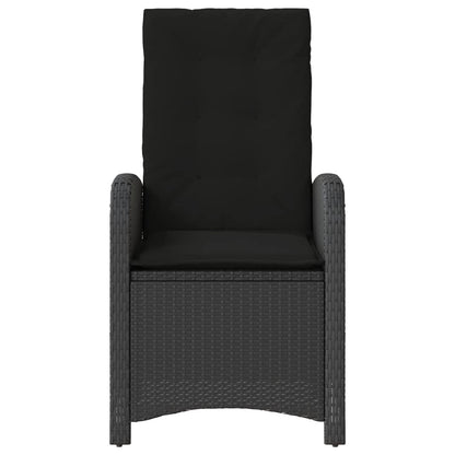 Sedie da Giardino Reclinabili 2 pz con Cuscini Nero Polyrattan | homemem39