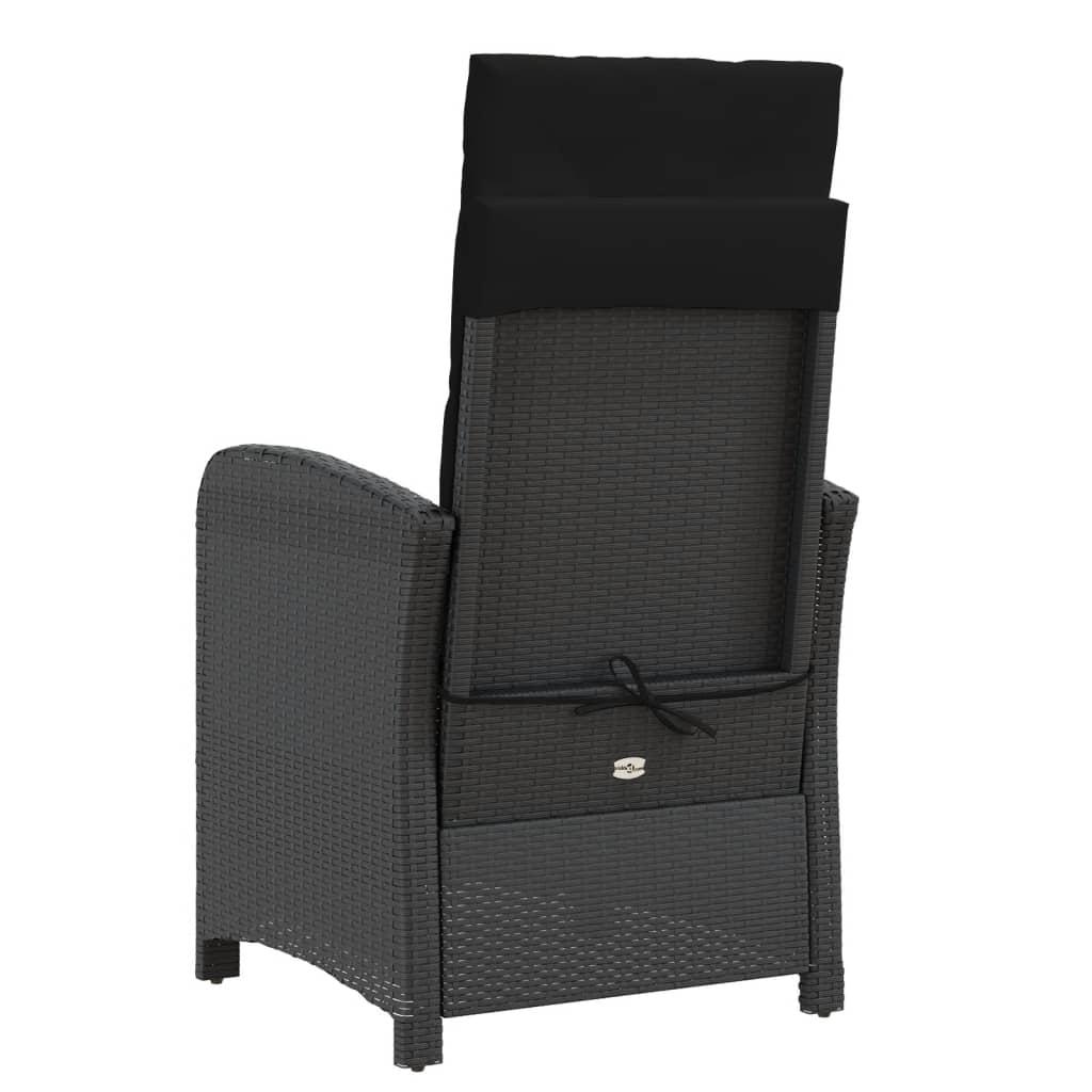 Sedie da Giardino Reclinabili 2 pz con Cuscini Nero Polyrattan | homemem39
