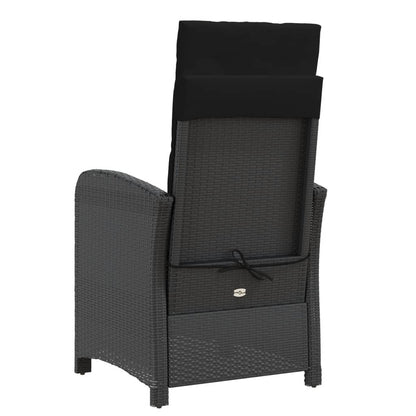 Sedie da Giardino Reclinabili 2 pz con Cuscini Nero Polyrattan | homemem39