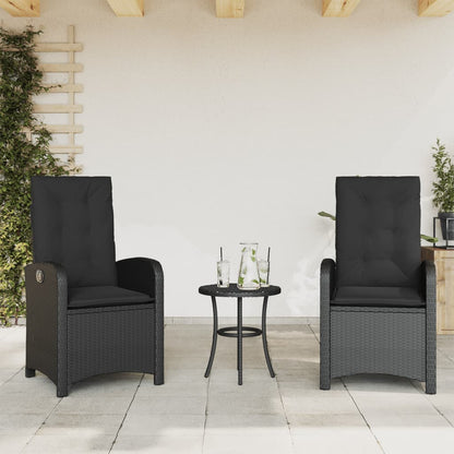 Sedie da Giardino Reclinabili 2 pz con Cuscini Nero Polyrattan | homemem39