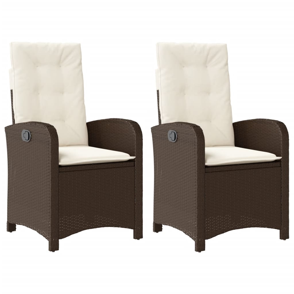 Sedie Reclinabili Giardino 2pz con Cuscini Marrone Polyrattan | homemem39