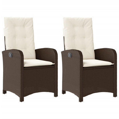 Sedie Reclinabili Giardino 2pz con Cuscini Marrone Polyrattan | homemem39