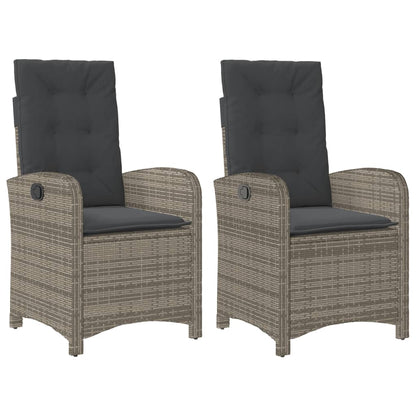 Sedie da Giardino Reclinabili 2 pz e Cuscini Grigia Polyrattan | homemem39